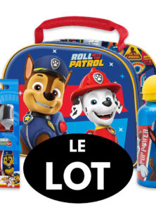 Ensemble PAT PATROUILLE : Sac goûter 3D + Set Couverts enfant métal + Gourde enfant aluminium 400ml